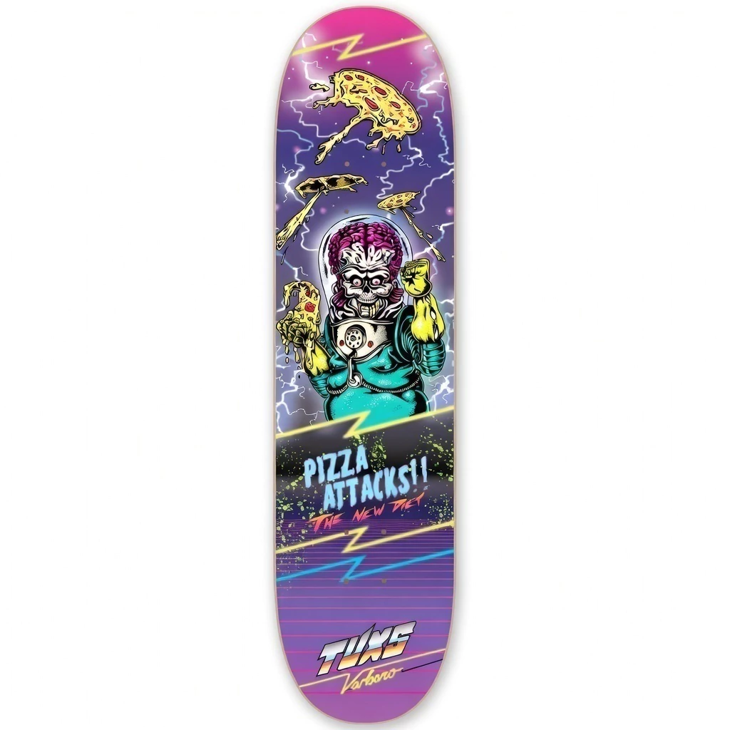 Tabla de Skate Tuxs Maple Canadiense Hard Rock Importado Pizza Attacks (Varbaro Series)