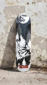 Deck Tabla de Skate Tuxs Guatambu Premium Night Series WOLF Lobo