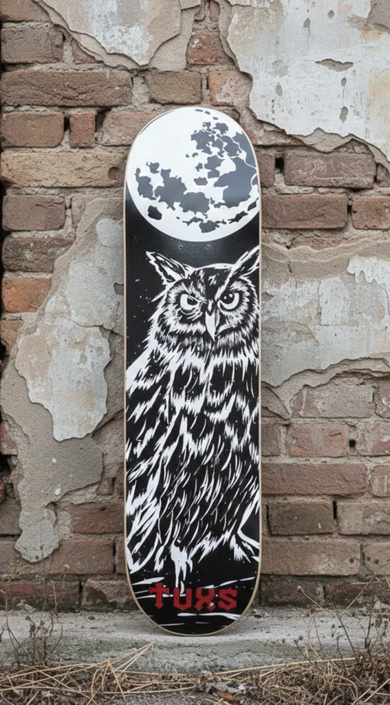 Deck Tabla de Skate Tuxs Guatambu Premium Night Series OWL Búho