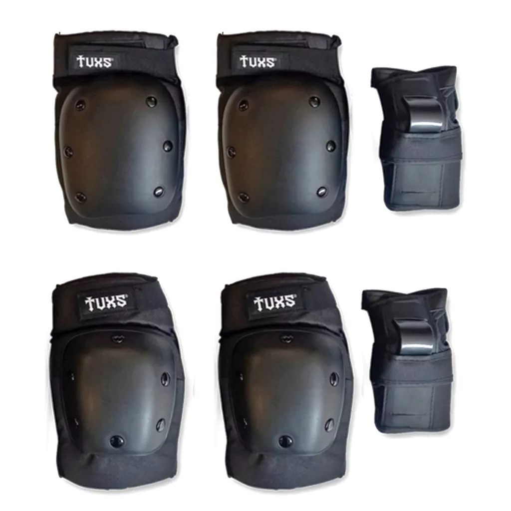 Protecciones Tuxs Pack Pro - Set Coderas, rodilleras y muñequera tipo guante protector de manos