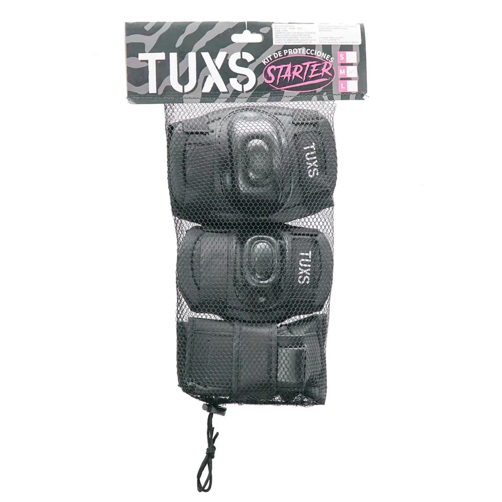 Protecciones Tuxs Pack Starter Niños - Set Coderas, rodilleras y muñequera tipo guante protector de manos