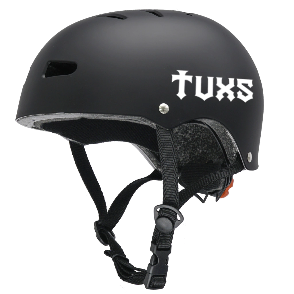 Casco Tuxs Freestyle Urbano Regulable Skate Homologado Con Luz Led Excelente Calidad Negro Mate